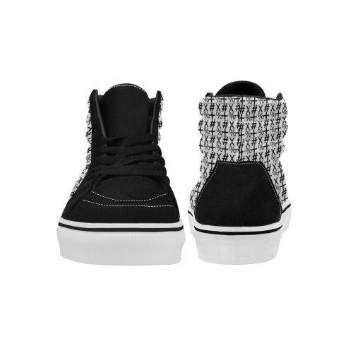 NUMBERS Collection Symbols White/Black Men's High Top Skateboarding Shoes (Model E001-1)