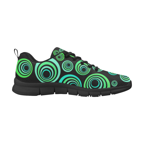 Crazy Fun Neon Blue & Green retro pattern Women's Breathable Running Shoes (Model 055)