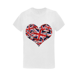 Union Jack British UK Flag Heart Women's T-Shirt in USA Size (Two Sides Printing)