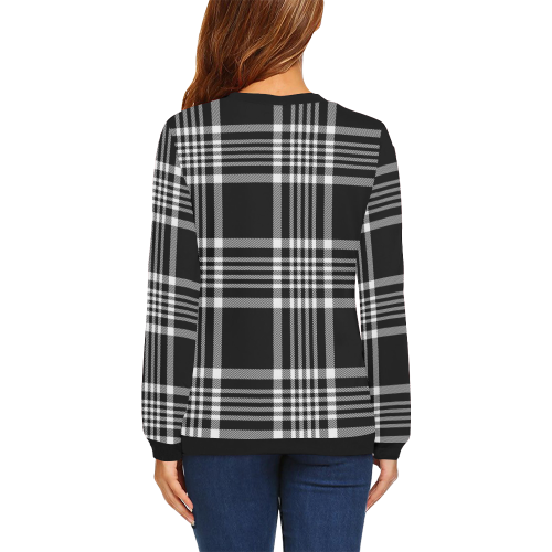 stripe bw All Over Print Crewneck Sweatshirt for Women (Model H18)
