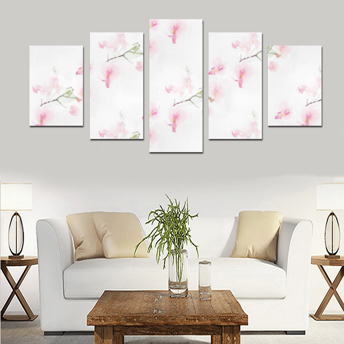 Pattern Orchidées Canvas Print Sets D (No Frame)