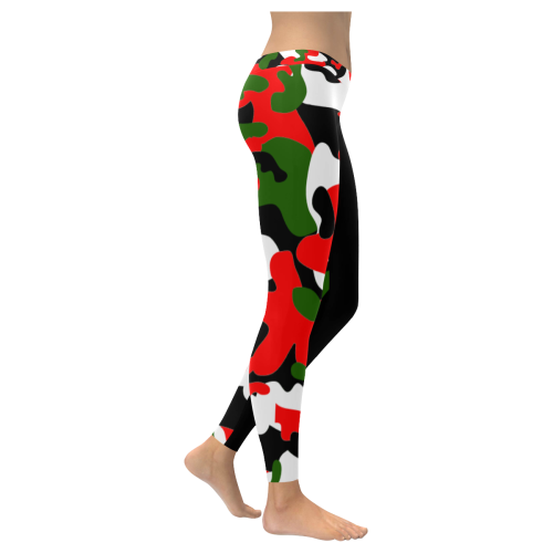 Xmas Camo Women's Low Rise Leggings (Invisible Stitch) (Model L05)