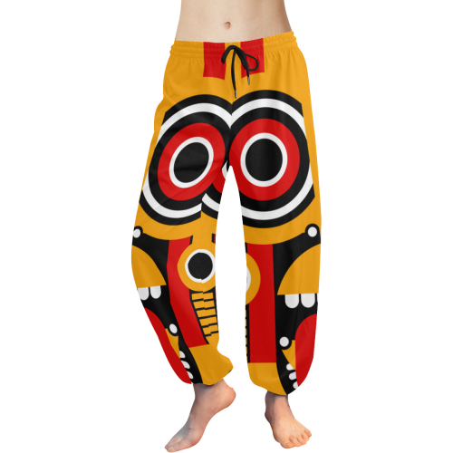 Red Yellow Tiki Tribal Women's All Over Print Harem Pants (Model L18)