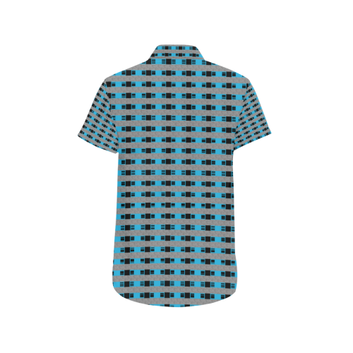 Blue Gray Black Plaid UpTown Men's All Over Print Short Sleeve Shirt (Model T53)