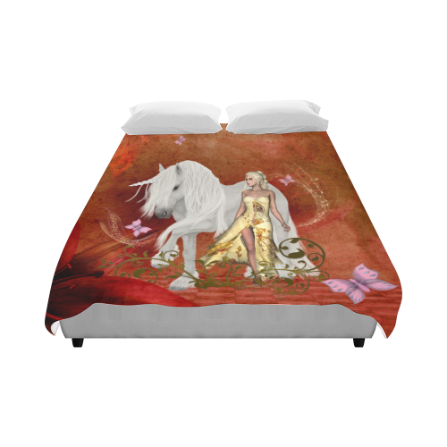 Unicorn with fairy and butterflies Duvet Cover 86"x70" ( All-over-print)