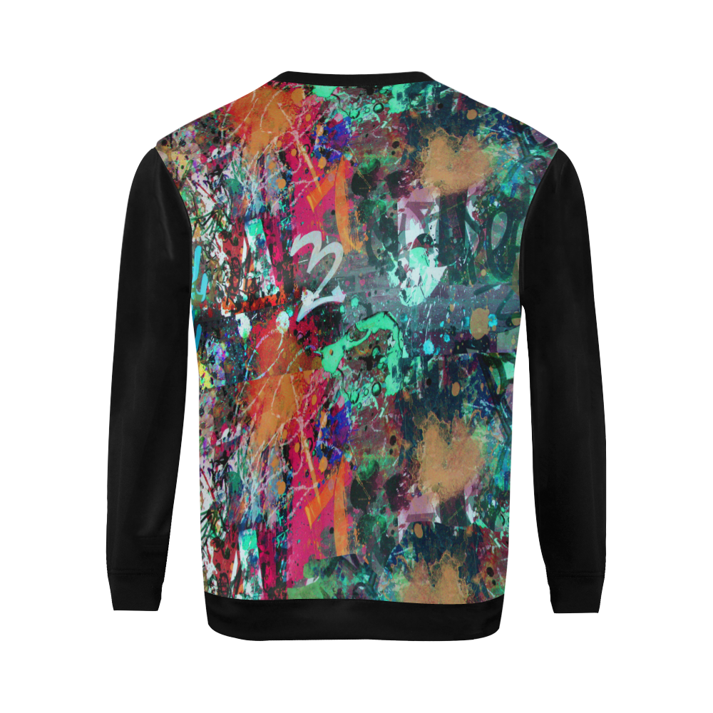 Graffiti Wall and Paint Splatter (Vest Style) All Over Print Crewneck Sweatshirt for Men/Large (Model H18)