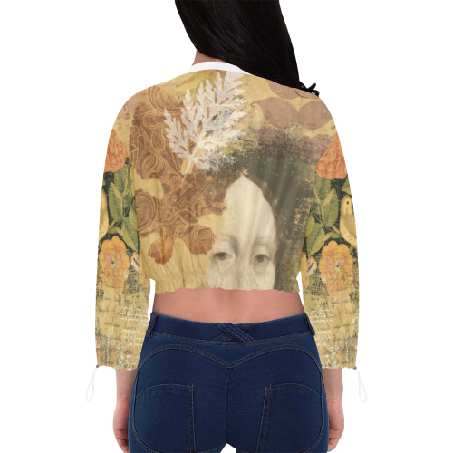Ancient garden Cropped Chiffon Jacket for Women (Model H30)