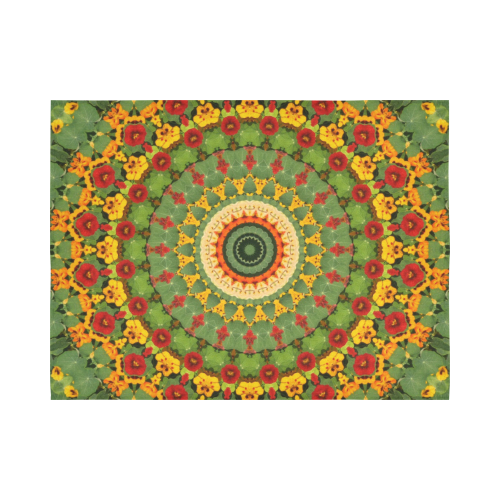 Garden Mandala Cotton Linen Wall Tapestry 80"x 60"