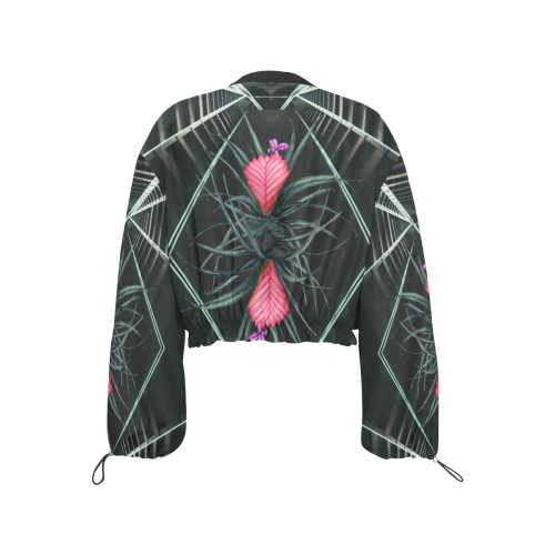 Pink Leaf Goth Cropped Chiffon Jacket for Women (Model H30)