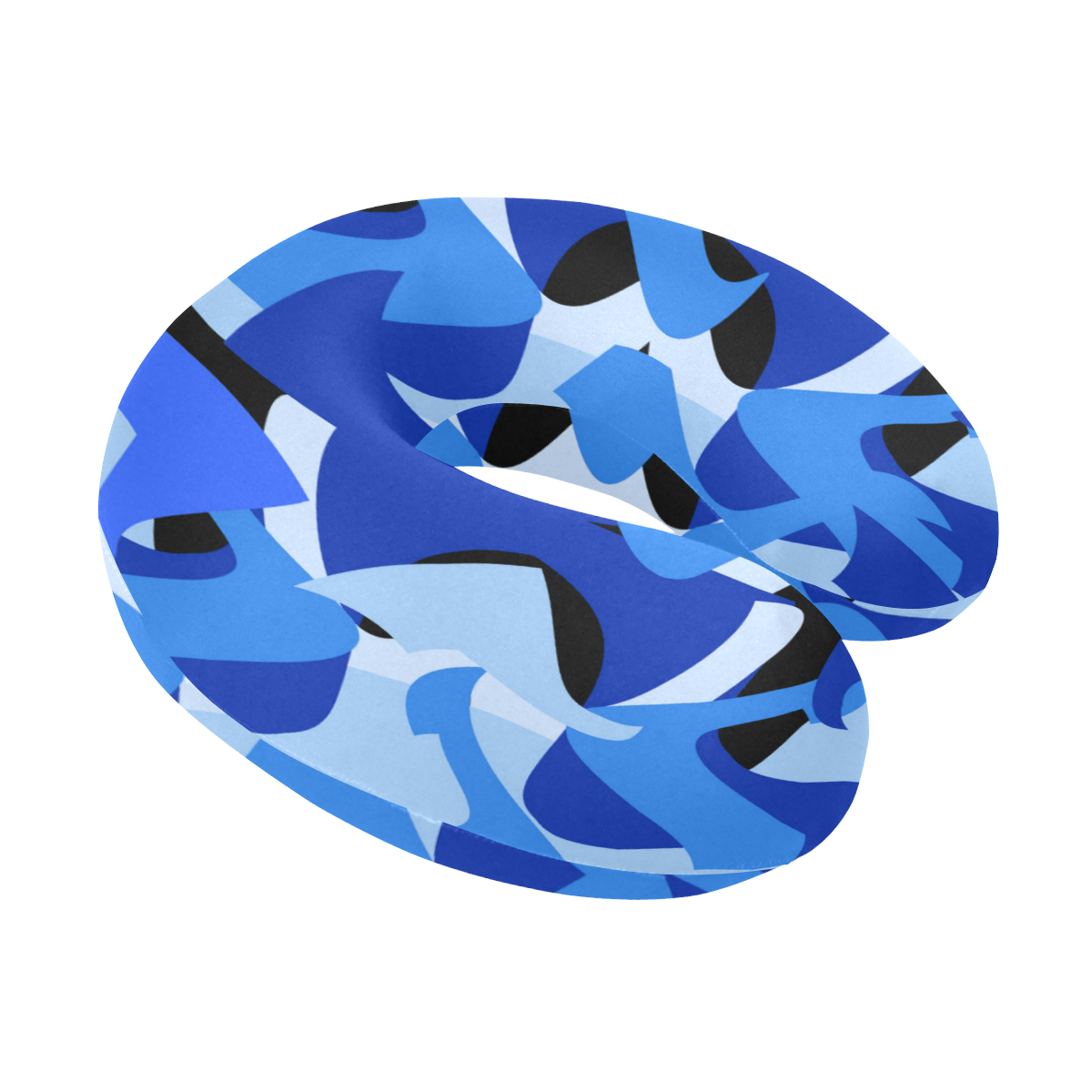 Camouflage Abstract Blue and Black U-Shape Travel Pillow