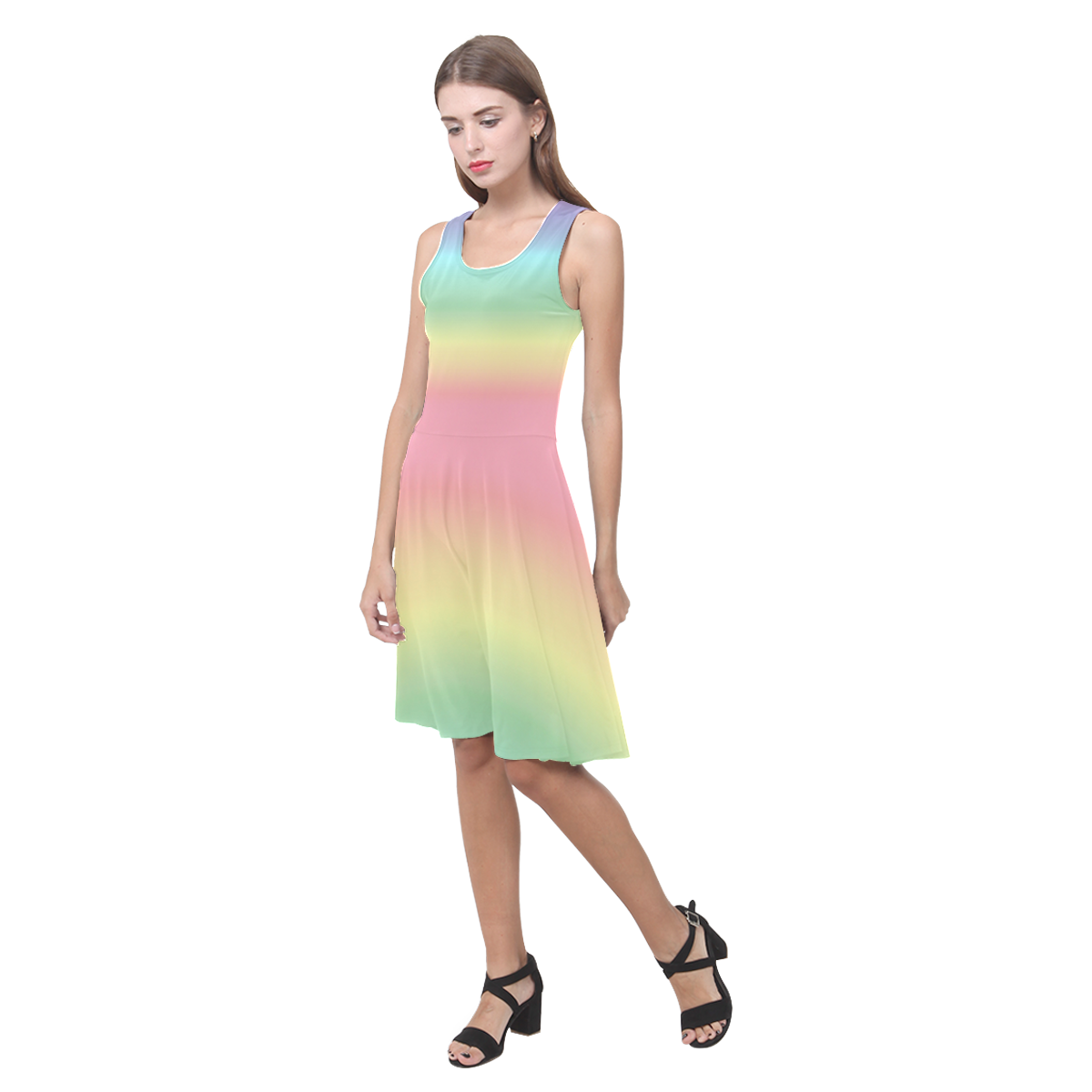 Pastel Rainbow Atalanta Casual Sundress(Model D04)