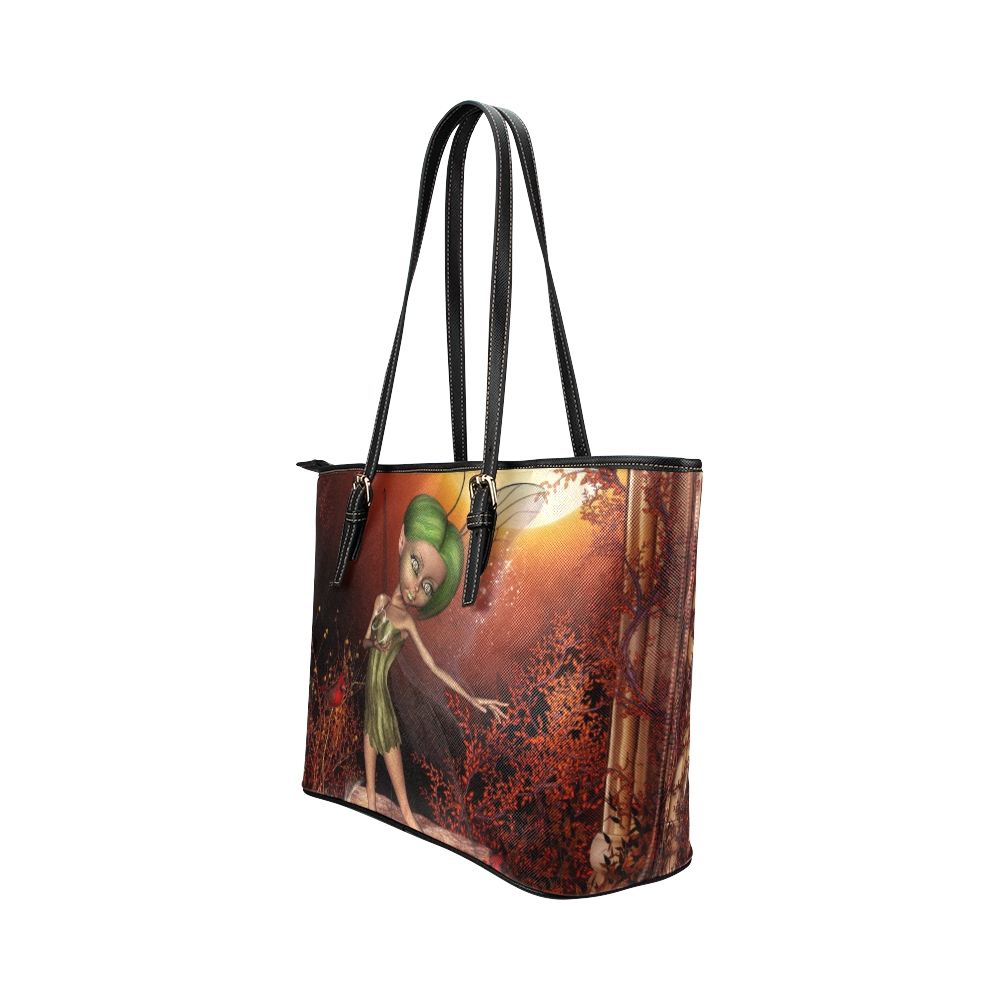 Cute little fairy Leather Tote Bag/Small (Model 1651)