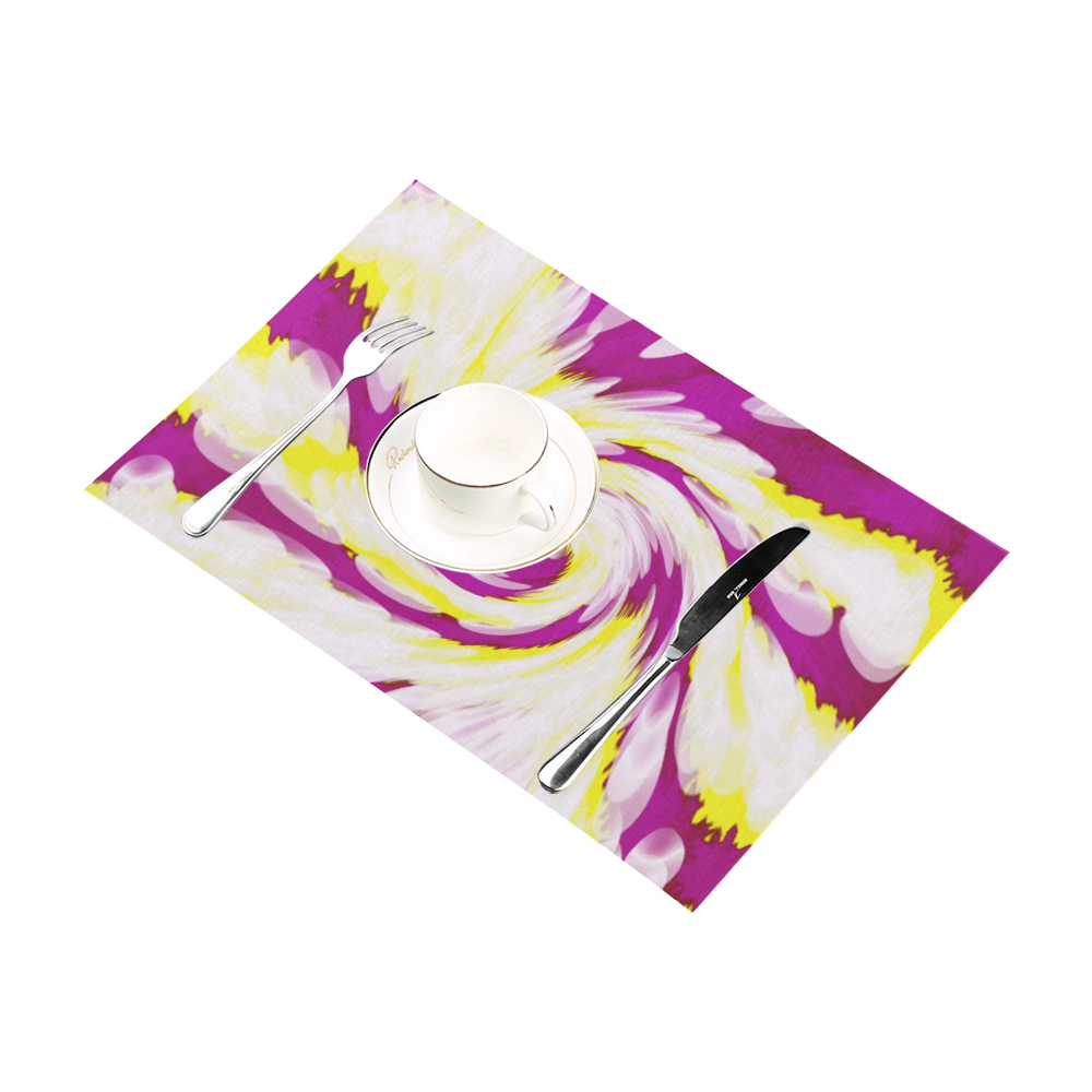 Pink Yellow Tie Dye Swirl Abstract Placemat 12’’ x 18’’ (Set of 2)