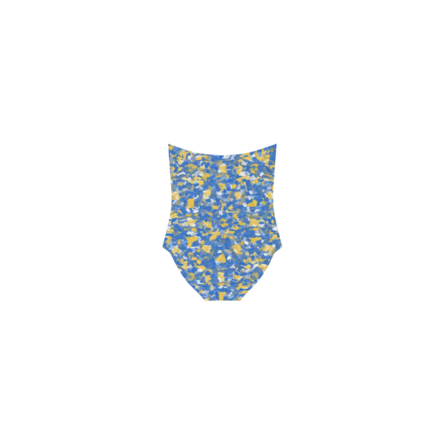 Blue, Yellow and White Paint Splashes Strap Swimsuit ( Model S05)
