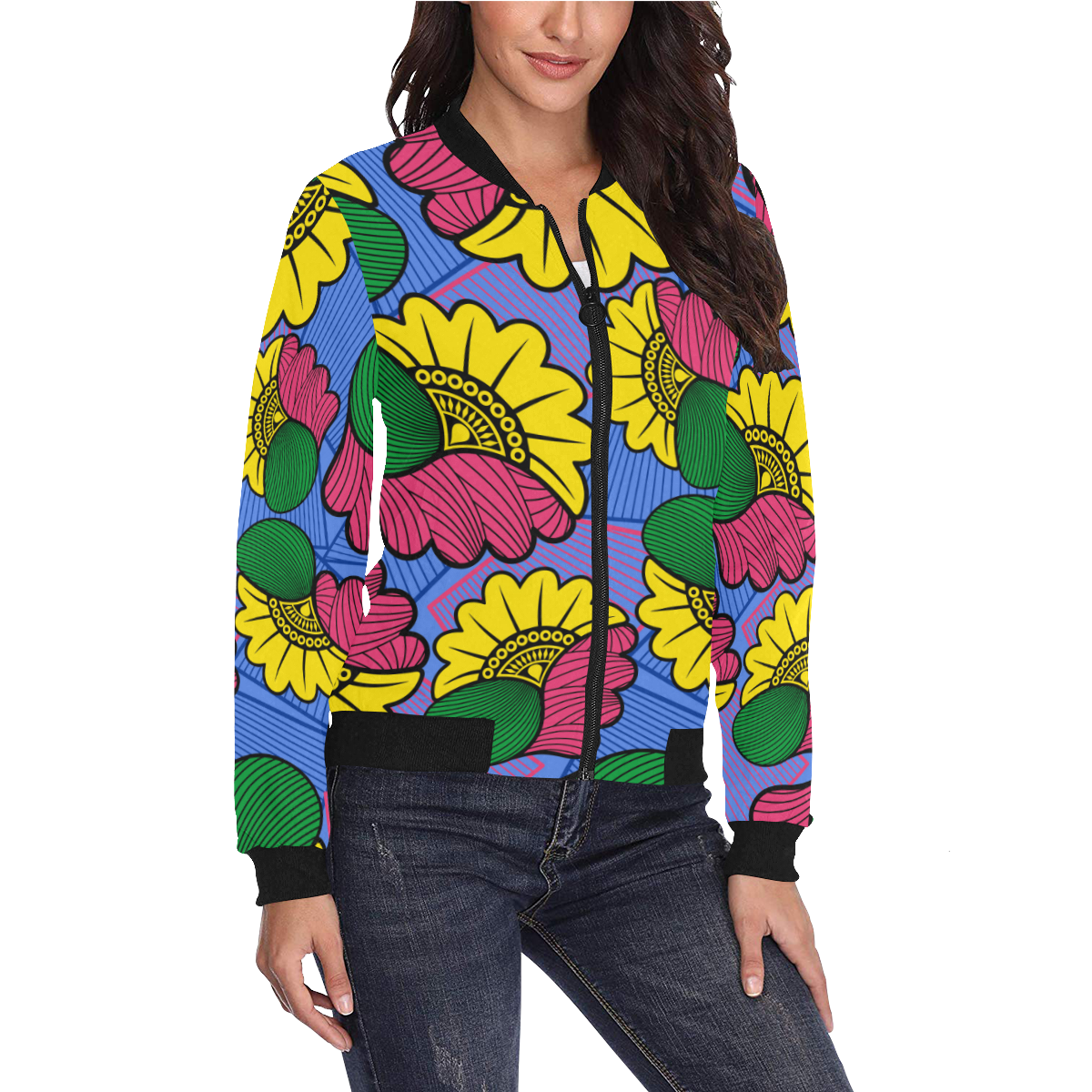 Jacket Wax 1 All Over Print Bomber Jacket for Women (Model H36)