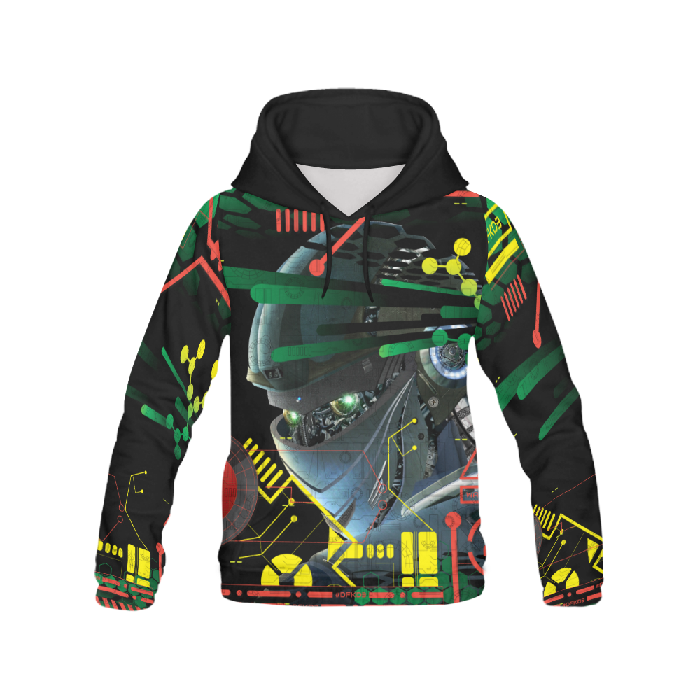 Techno Sci-Fi Robot All Over Print Hoodie for Men (USA Size) (Model H13)