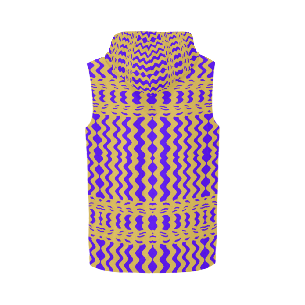 Purple Yellow Modern  Waves Lines All Over Print Sleeveless Zip Up Hoodie for Men (Model H16)