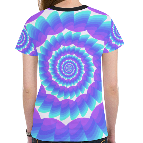 Blue pink shell spiral New All Over Print T-shirt for Women (Model T45)