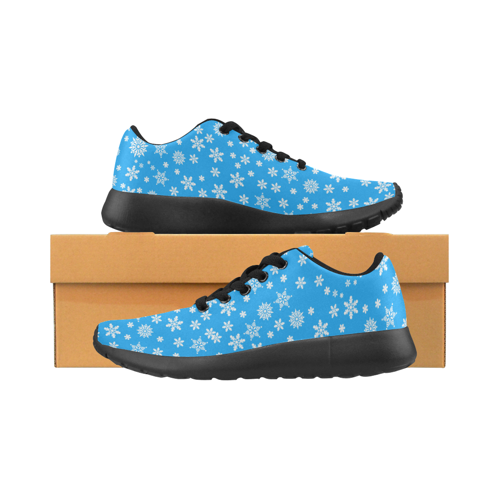 Christmas White Snowflakes on Light Blue Women’s Running Shoes (Model 020)