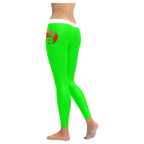 Japanese Sunset House Women's Lime Yoga & Sports Women's Low Rise Leggings (Invisible Stitch) (Model L05)