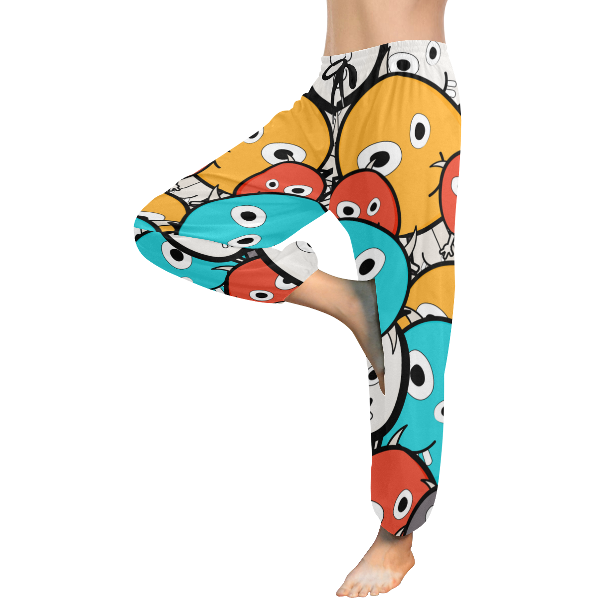 multicolor doodle monsters Women's All Over Print Harem Pants (Model L18)