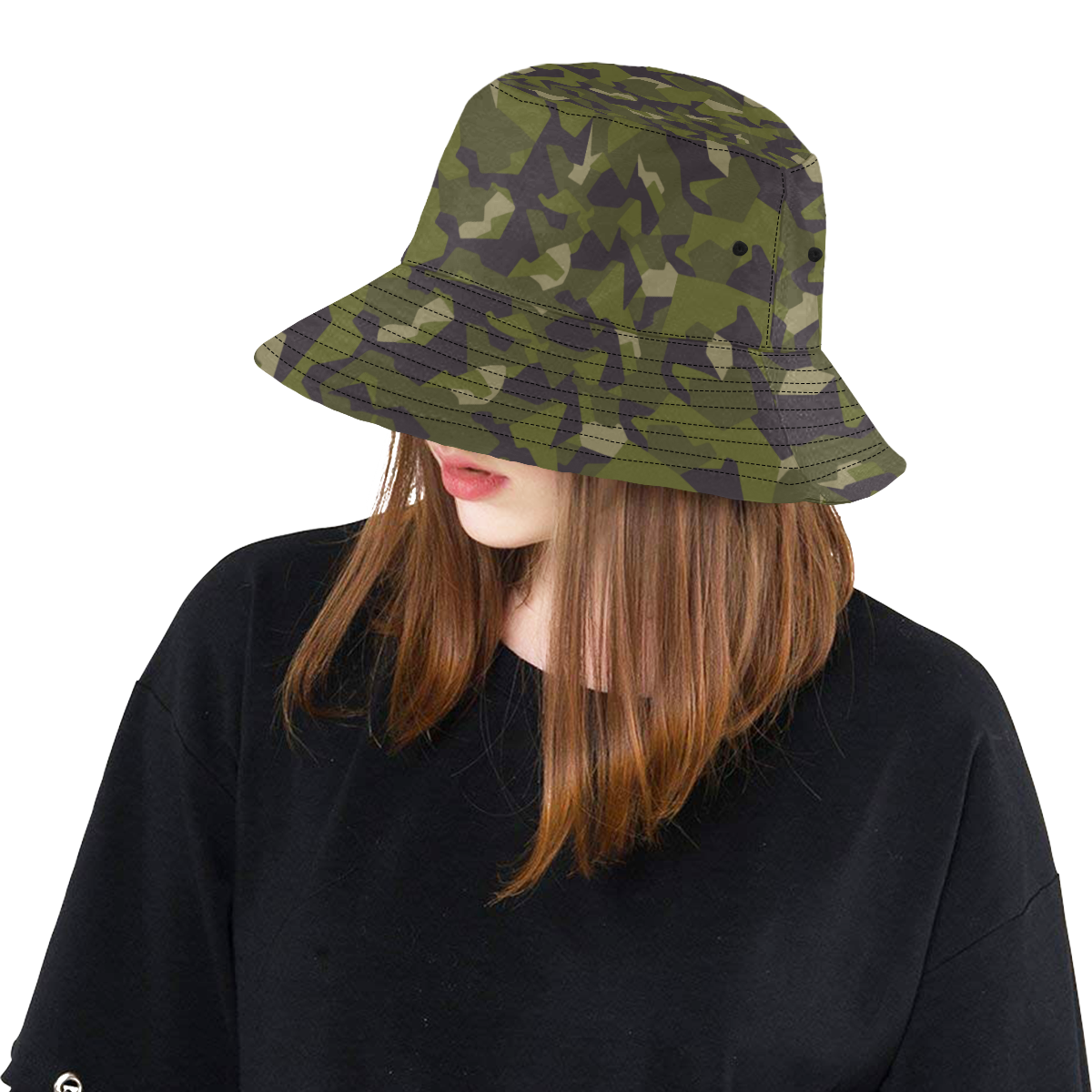 swedish M90 woodland camouflage All Over Print Bucket Hat