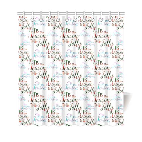 Christmas 'Tis The Season Pattern on White Shower Curtain 69"x72"