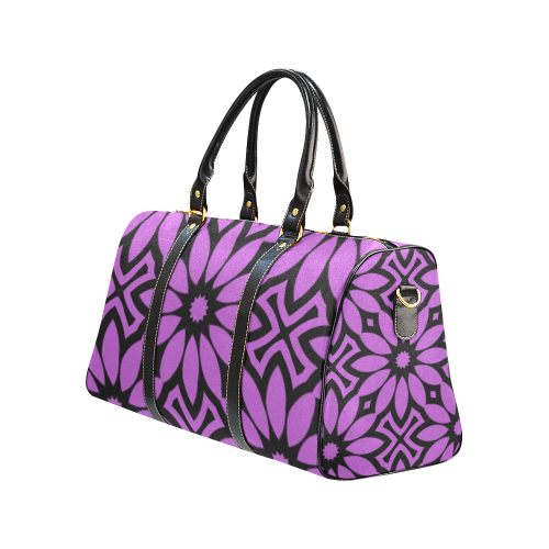 Purple/Black Flowery Pattern New Waterproof Travel Bag/Small (Model 1639)