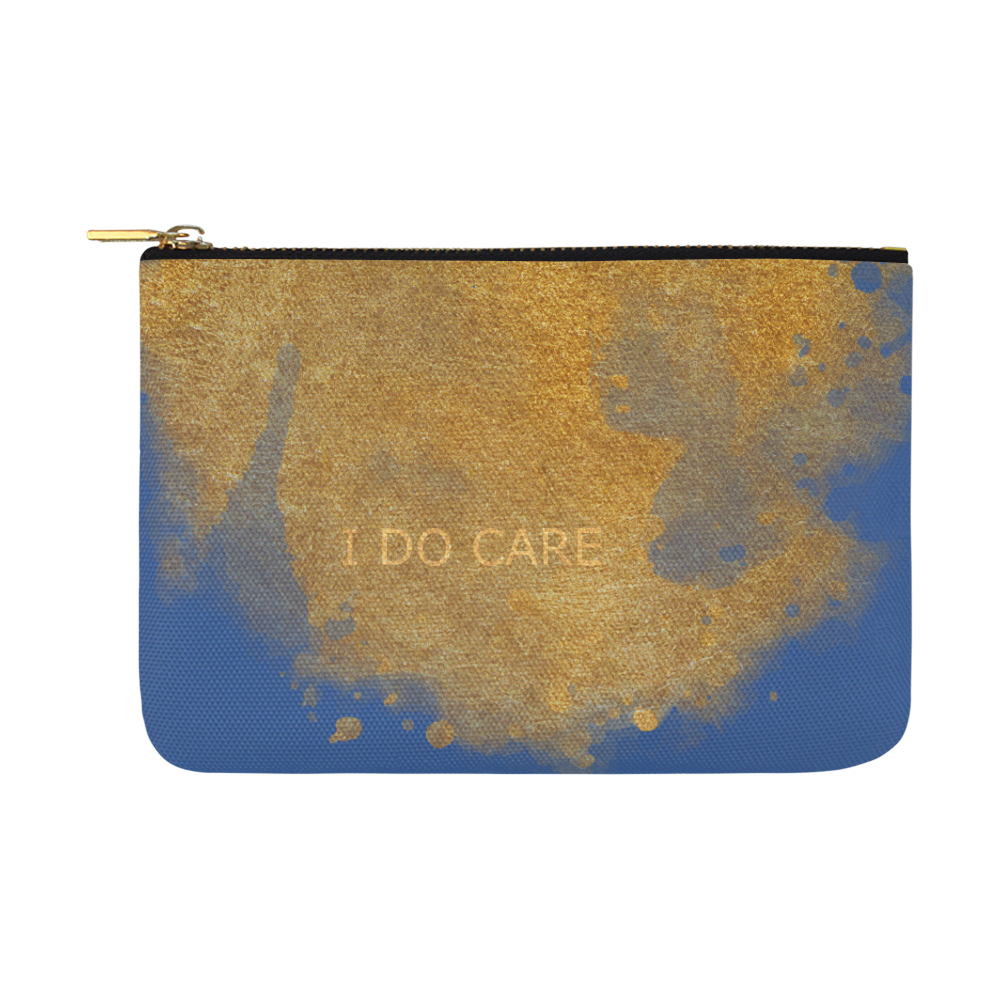 Mandy I do Care blue gold whale design Carry-All Pouch 12.5''x8.5''