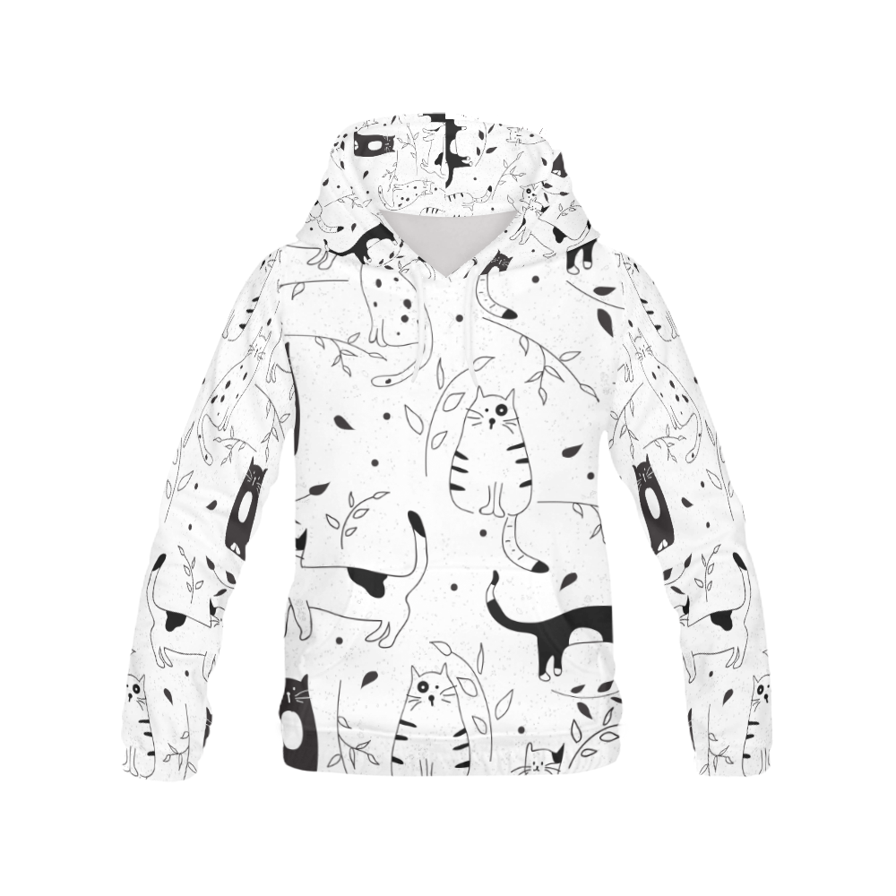 black cats white cats All Over Print Hoodie for Women (USA Size) (Model H13)