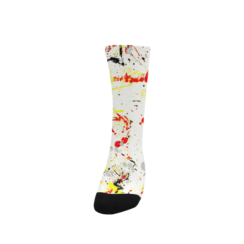 Black, Red, Yellow Paint Splatter Custom Socks for Women