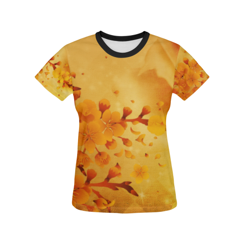 Floral design, soft colors All Over Print T-shirt for Women/Large Size (USA Size) (Model T40)
