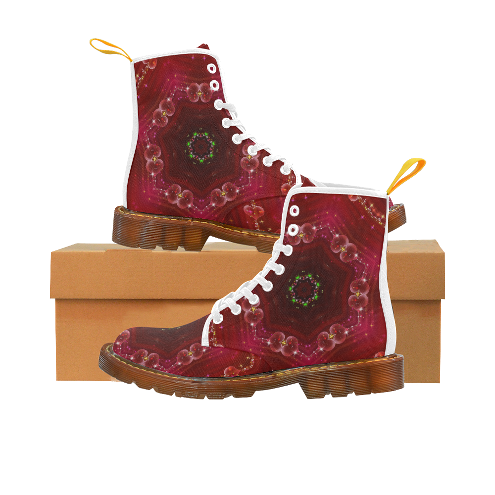 Love and Romance Glittering Ruby and Diamond Heart Martin Boots For Women Model 1203H