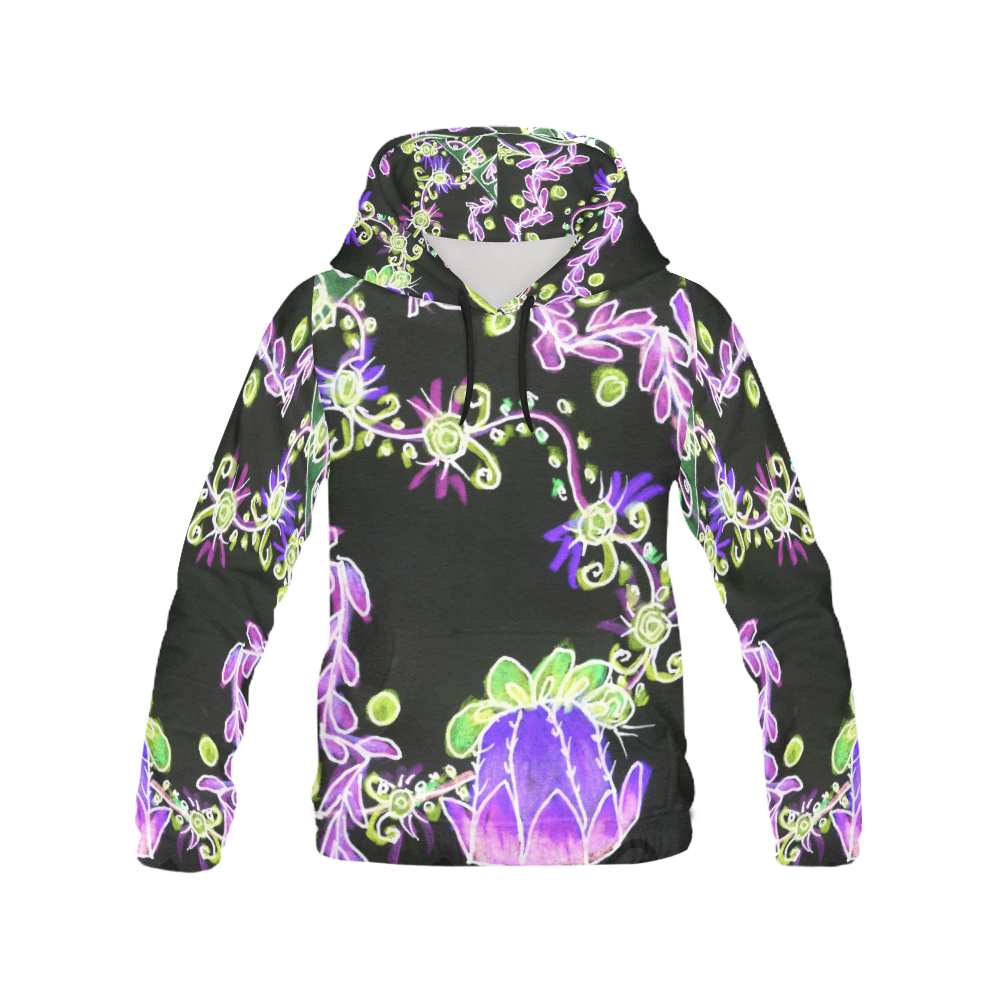 Psychedelic Irish Garden Queen's Crown Night All Over Print Hoodie for Women (USA Size) (Model H13)