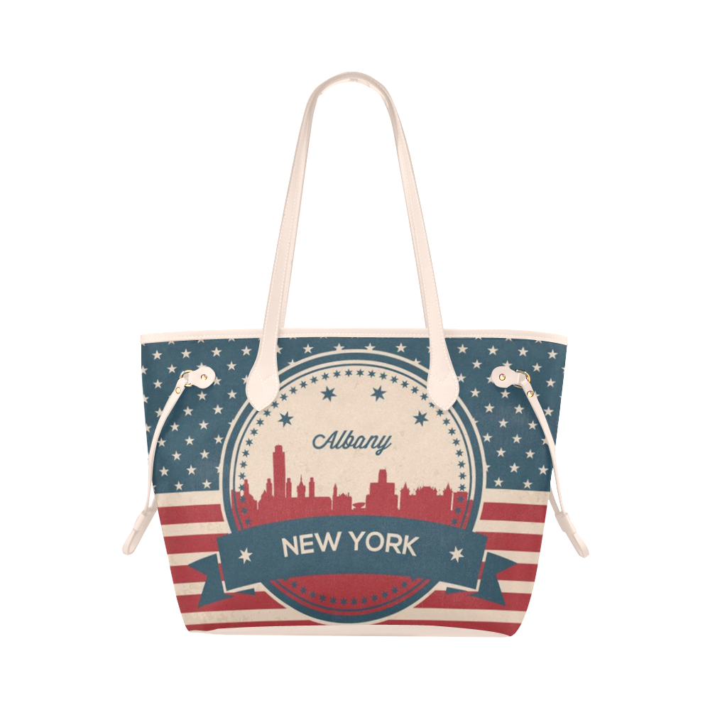 Albany New York Retro Skyline Clover Canvas Tote Bag (Model 1661)