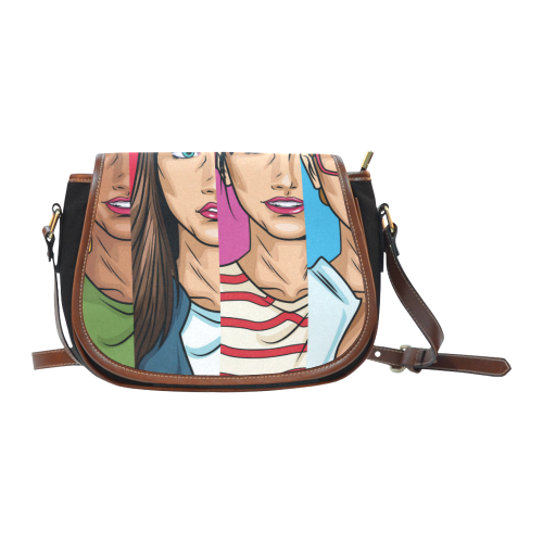Women Pop Art Saddle Bag/Small (Model 1649)(Flap Customization)