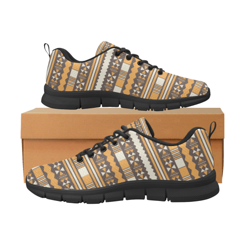 Brown Aztec Tribal Women's Breathable Running Shoes/Large (Model 055)