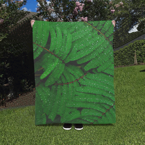 Forest Green Plants with Dew Photo Quilt 40"x50"