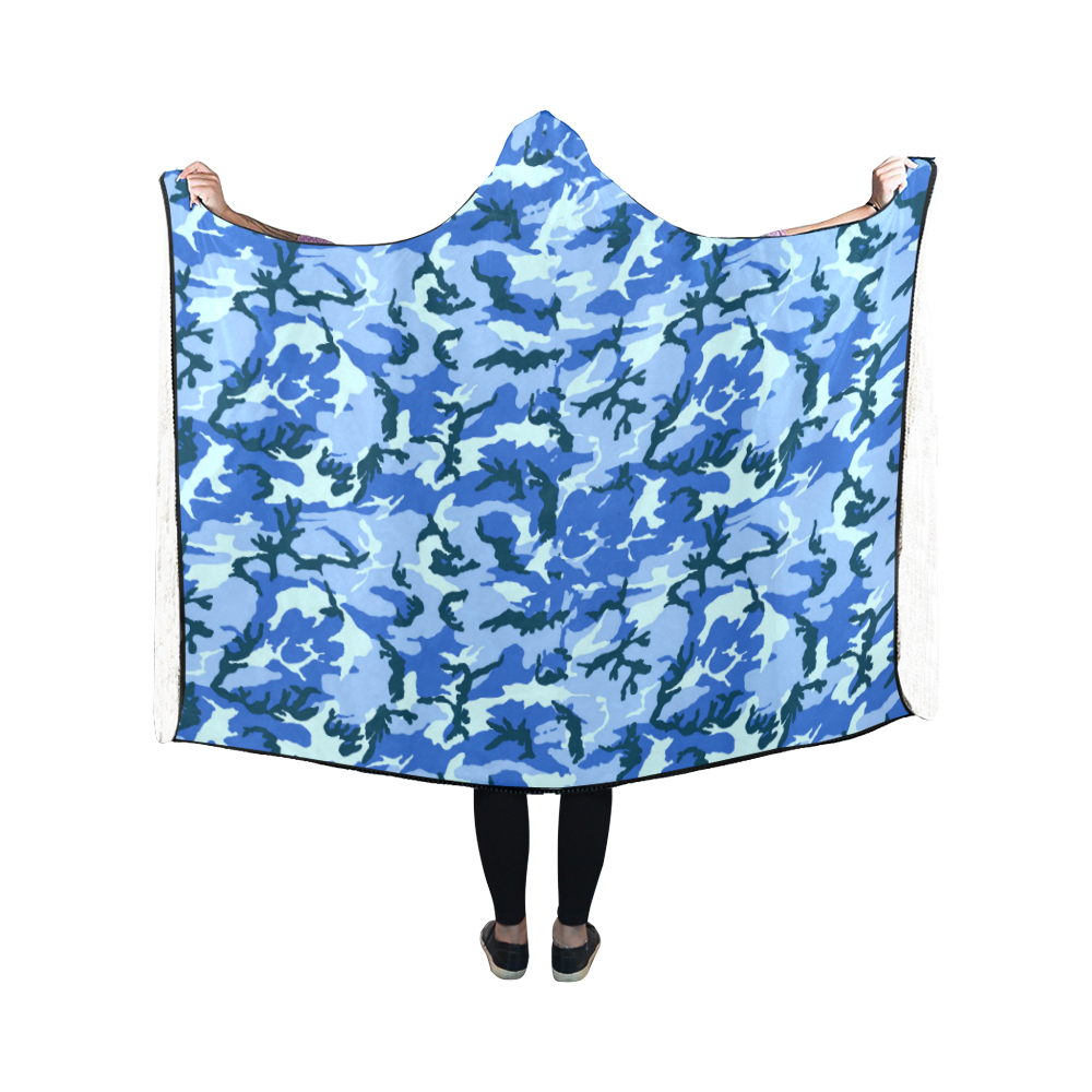Woodland Blue Camouflage Hooded Blanket 50''x40''