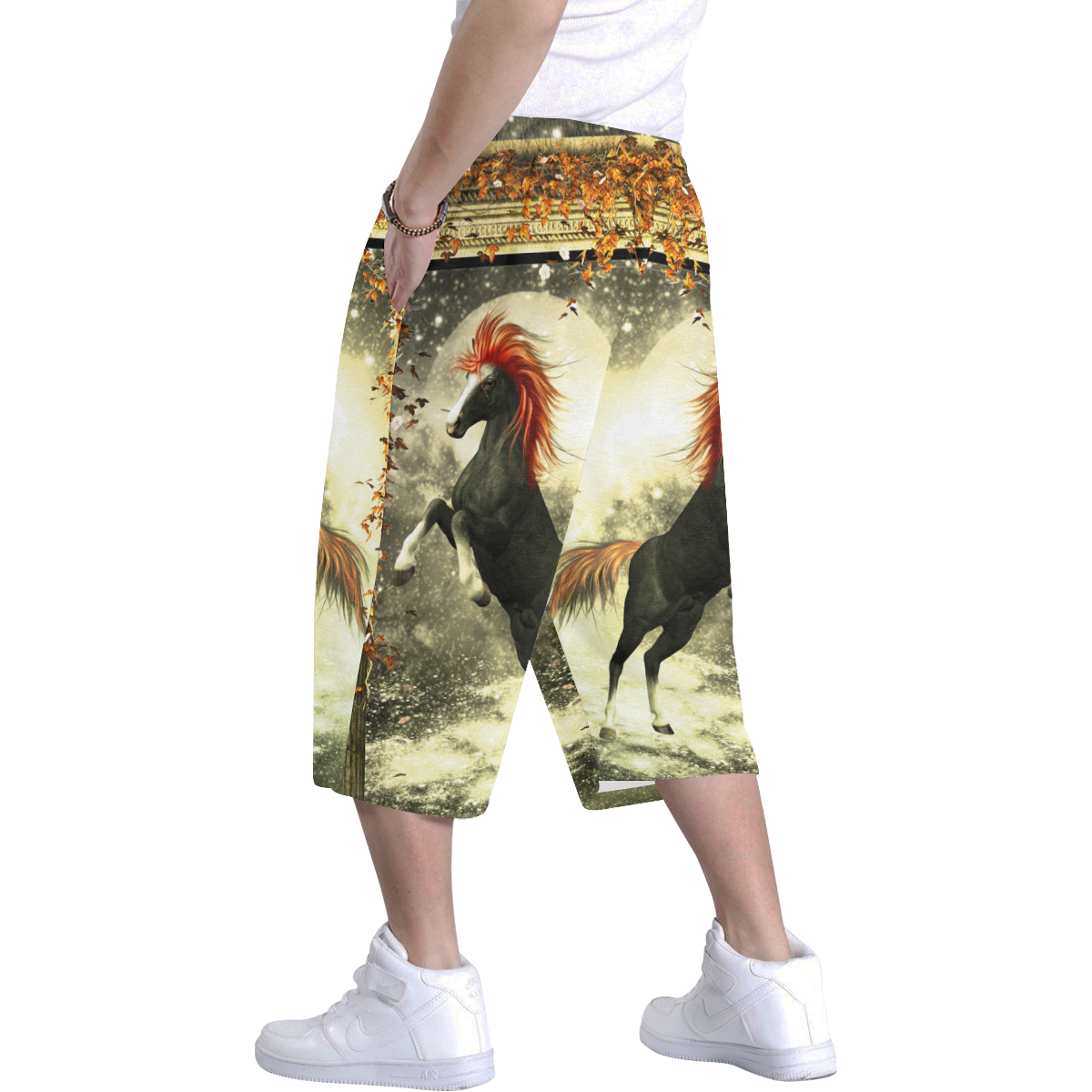 Wild horse in a fantasy world Men's All Over Print Baggy Shorts (Model L37)