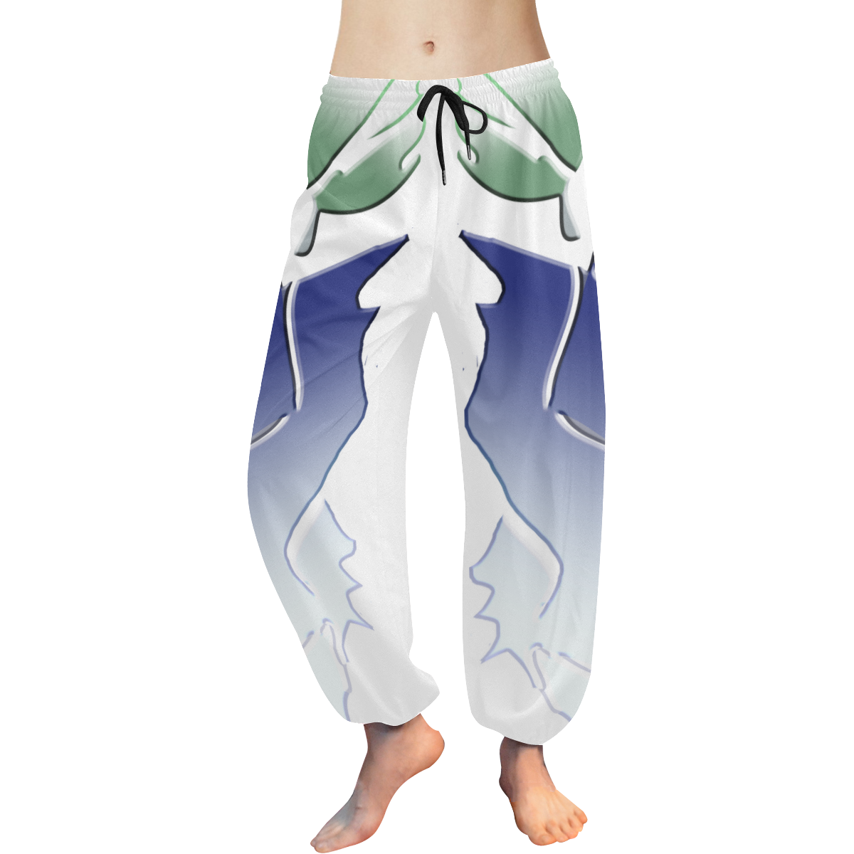 abstrakt ice pattern white, blue, green Women's All Over Print Harem Pants (Model L18)