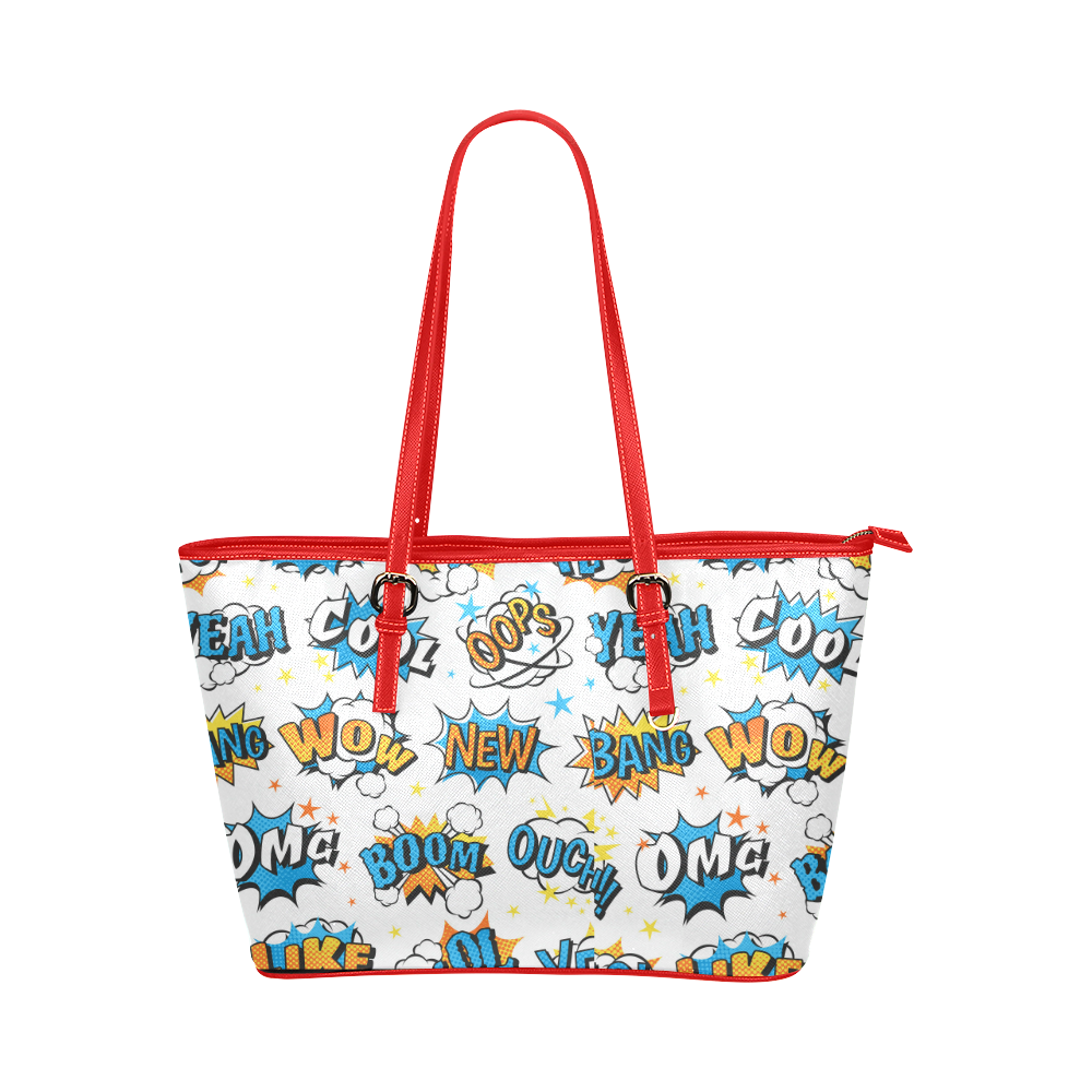 Fairlings Delight's Pop Art Collection- Comic Bubbles 53086wowboom2R Leather Tote Bag/Small Leather Tote Bag/Small (Model 1651)