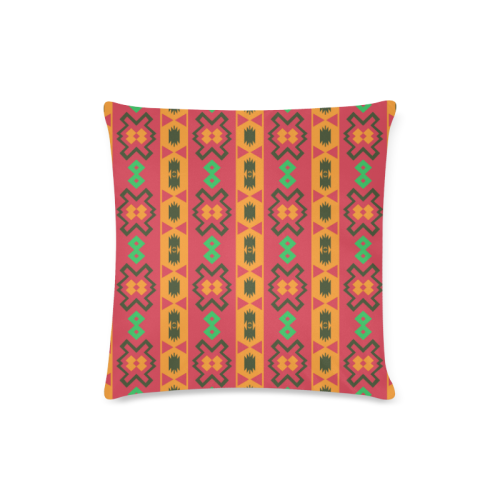 Tribal shapes in retro colors (2) Custom Zippered Pillow Case 16"x16"(Twin Sides)