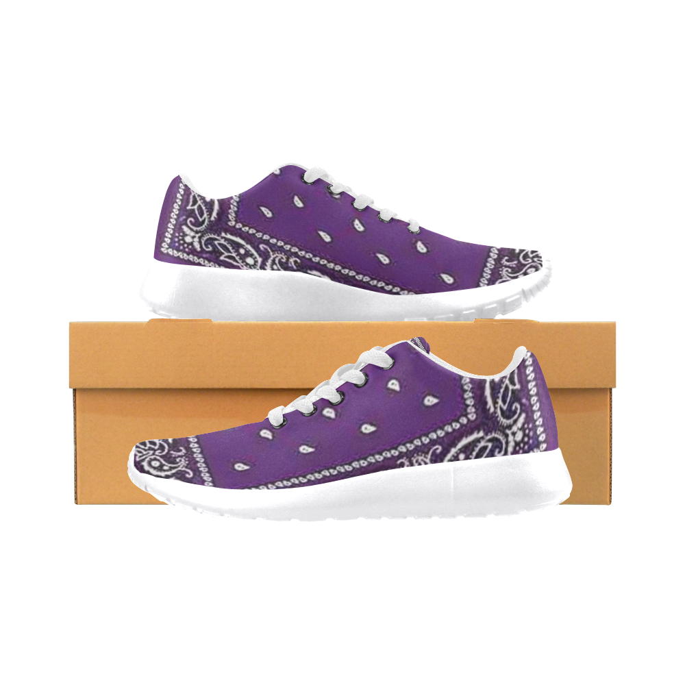 Purple Bandana Men-White Men’s Running Shoes (Model 020)