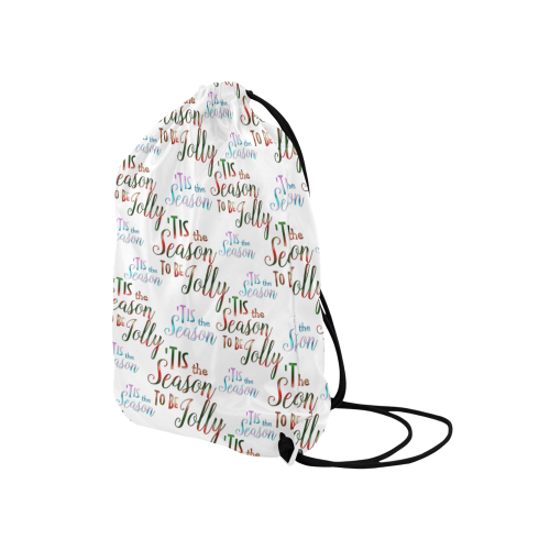 Christmas 'Tis The Season Pattern Medium Drawstring Bag Model 1604 (Twin Sides) 13.8"(W) * 18.1"(H)