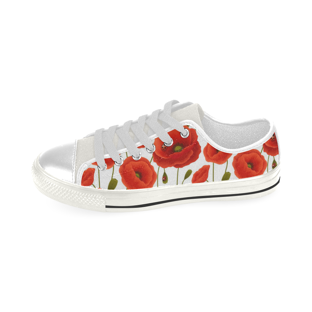 Poppy Pattern Low Top Canvas Shoes for Kid (Model 018)