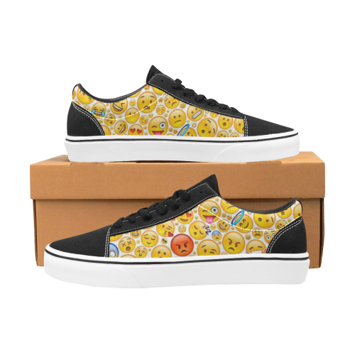 skate emoji Men's Low Top Skateboarding Shoes (Model E001-2)