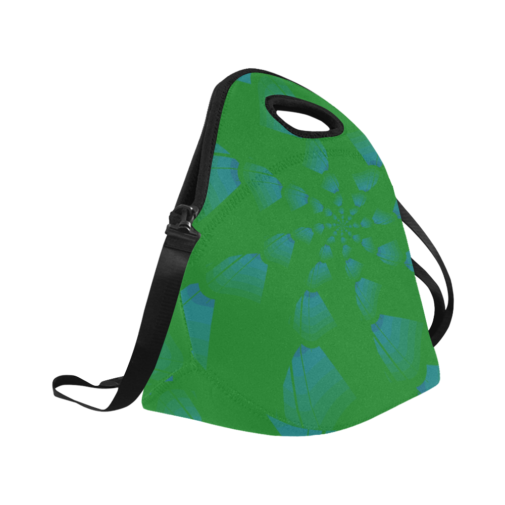 Blue and green Neoprene Lunch Bag/Large (Model 1669)