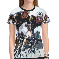 Bike Cyclists Battling for Position in Race New All Over Print T-shirt for Women (Model T45)