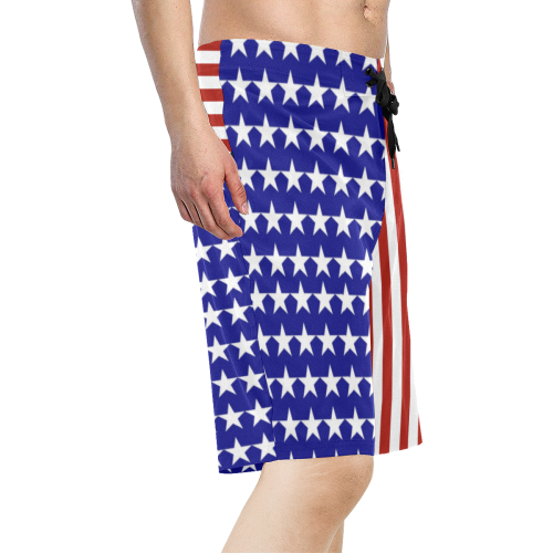 USA Patriotic Stars & Stripes Men's All Over Print Board Shorts (Model L16)